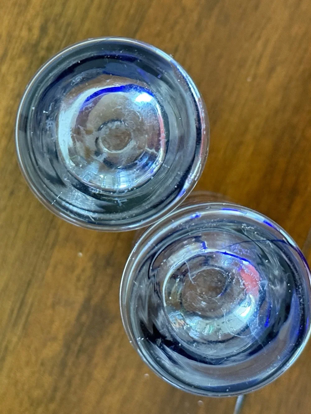 Pair of Pier 1 Iconic Swirline Cobalt Shot Glasses Retired EUC 3 1/2 in tall